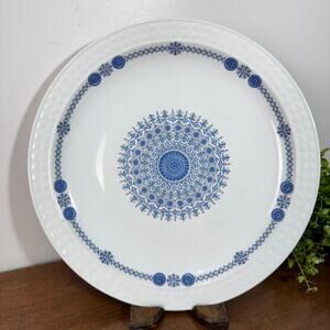 Vintage Pontesa Spain Ironstone Blue Geometric Dinner Plate 10" R83